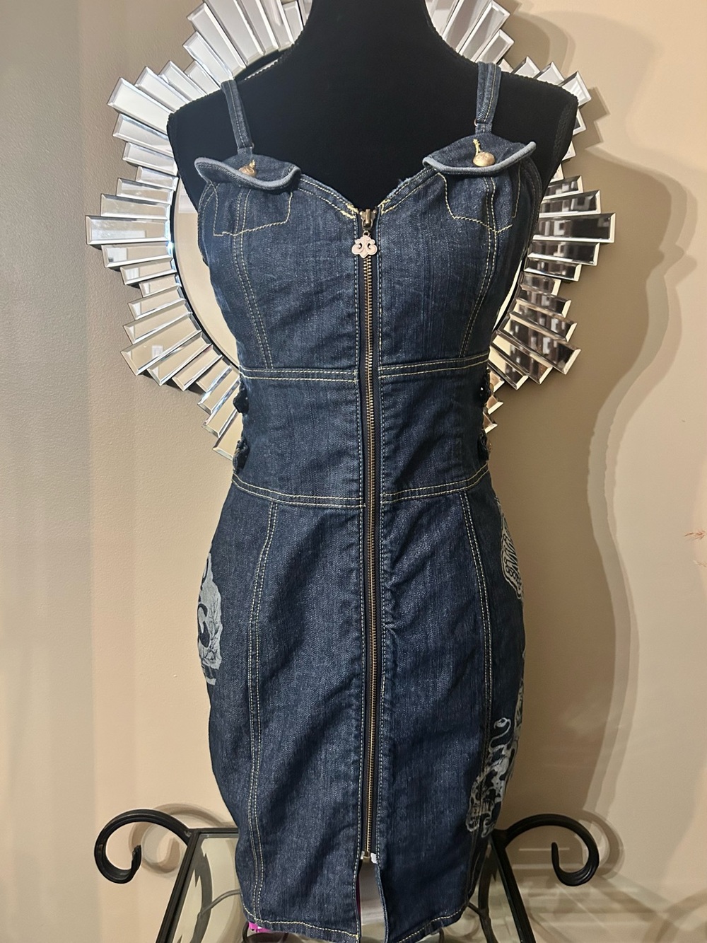 Dereon Vintage Denim Zip-Front Dress